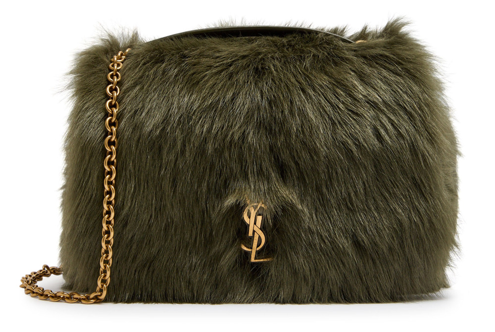 Saint Laurent Jamie 4.3 Mini Shearling Fur Green Gold YSL Crossbody Shoulder Bag